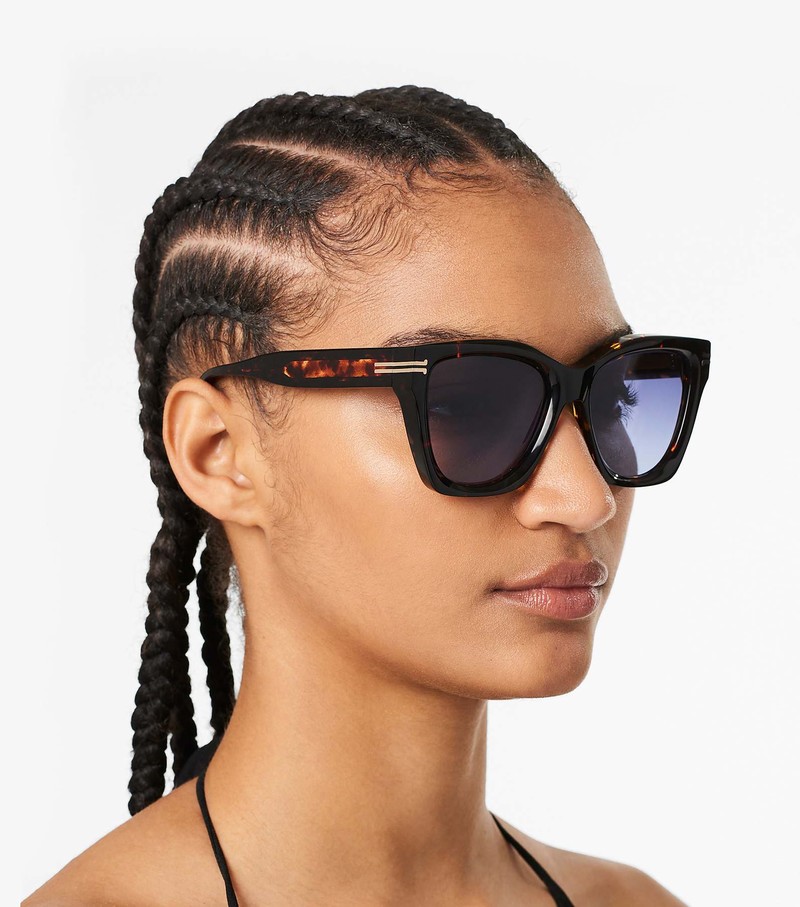 Okulary Słoneczne Damskie Marc Jacobs Icon Edge Oversized Square Czarne | 79OWZTSYC