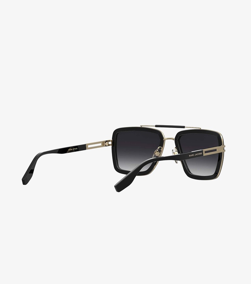 Okulary Słoneczne Damskie Marc Jacobs Icon Square Pilot Czarne | 82JDCMQVG