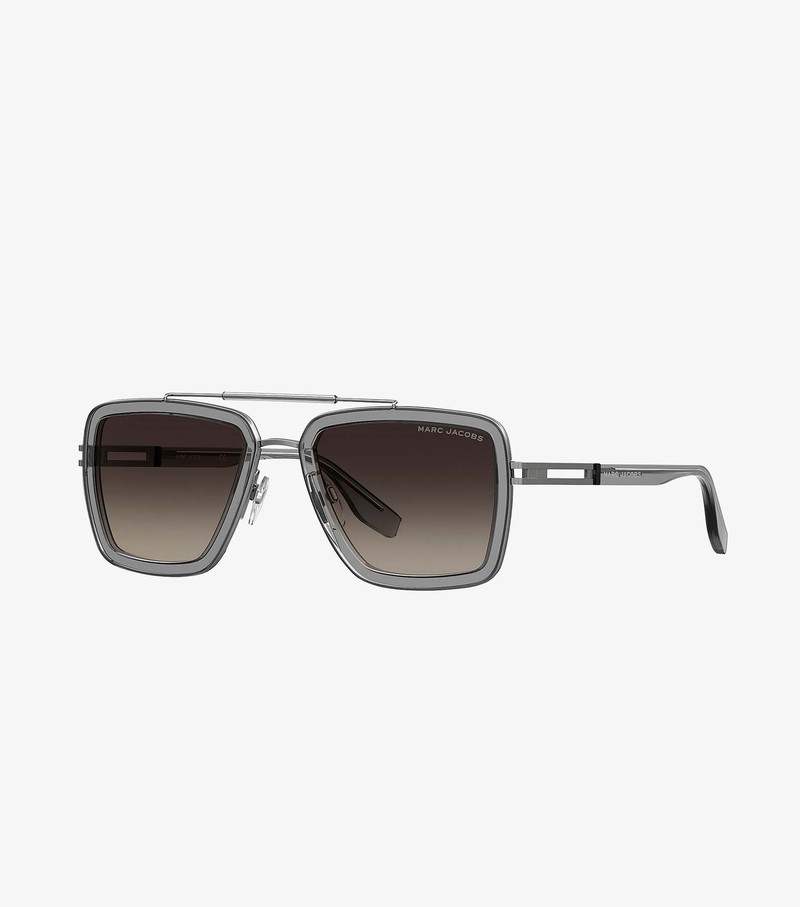 Okulary Słoneczne Damskie Marc Jacobs Icon Square Pilot Szare | 95NOARBKE