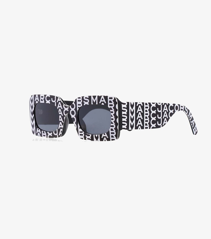 Okulary Słoneczne Damskie Marc Jacobs Monogram Rectangular Czarne Białe | 35PGRAHFL