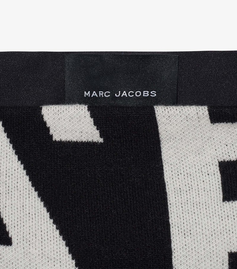 Spódnice Damskie Marc Jacobs Monogram Knit Tube Czarne Białe | 80GXQBMRO