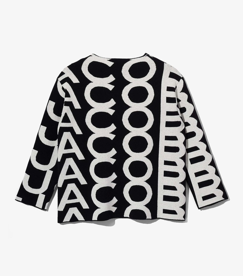 Sweater Damskie Marc Jacobs Monogram Oversized Knit Jumper Czarne Białe | 08VUDGEBA