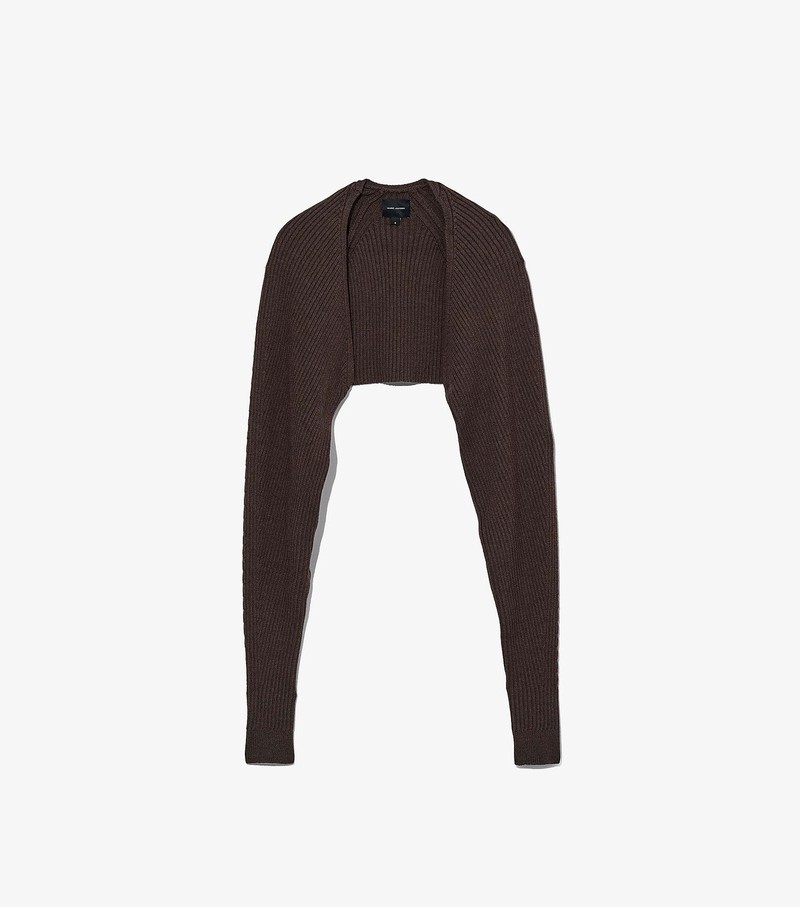 Sweater Damskie Marc Jacobs Żebrowany Bolero Cardigan Brązowe | 17OJAXTGI