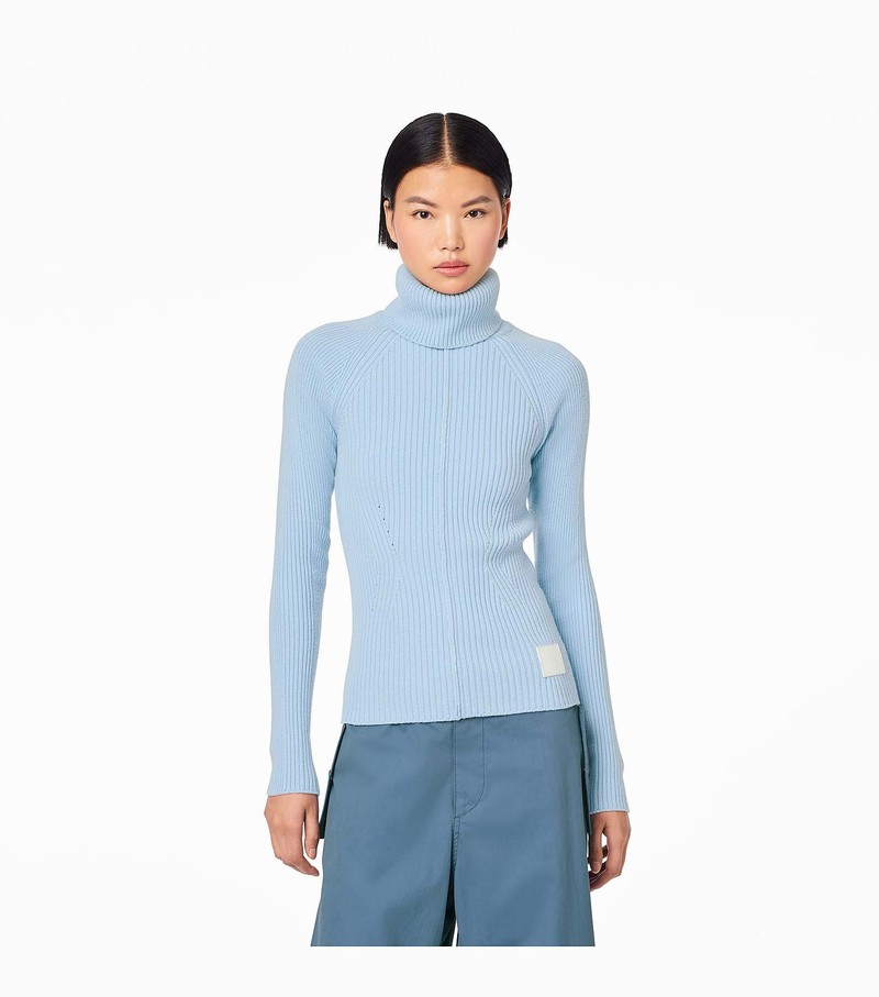 Sweater Damskie Marc Jacobs Żebrowany Turtleneck Niebieskie | 02YMDARGH