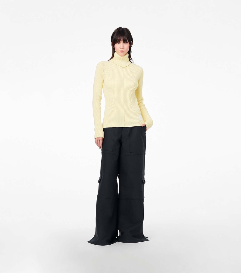 Sweater Damskie Marc Jacobs Żebrowany Turtleneck Białe | 09UKQJZAM