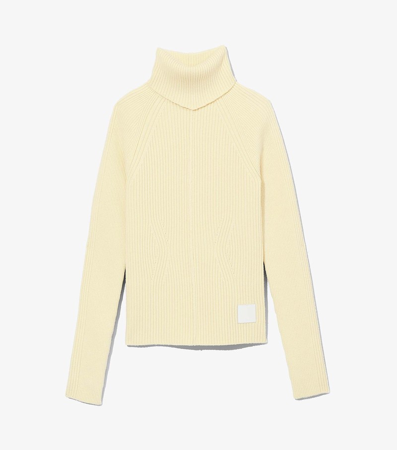 Sweater Damskie Marc Jacobs Żebrowany Turtleneck Białe | 09UKQJZAM