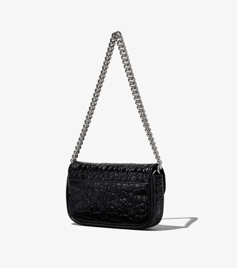 Torba Crossbody Damskie Marc Jacobs Croc-Embossed J Marc Mini Czarne | 35DSWNATK