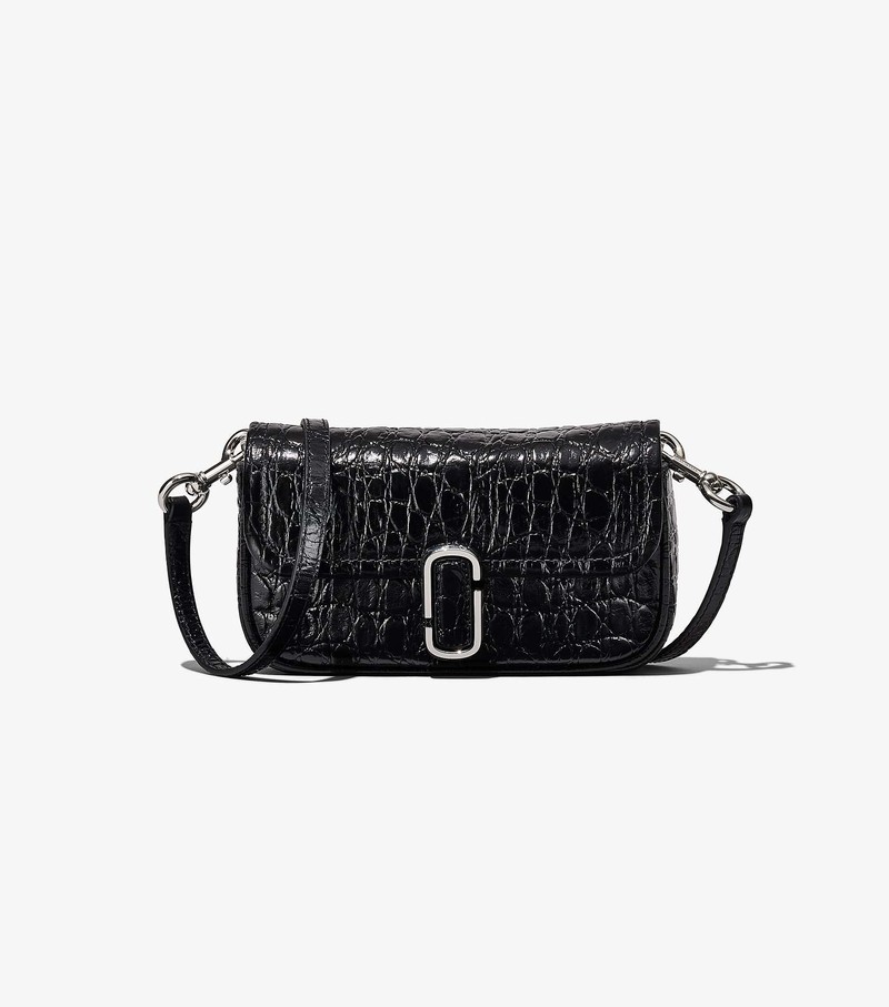 Torba Crossbody Damskie Marc Jacobs Croc-Embossed J Marc Mini Czarne | 35DSWNATK