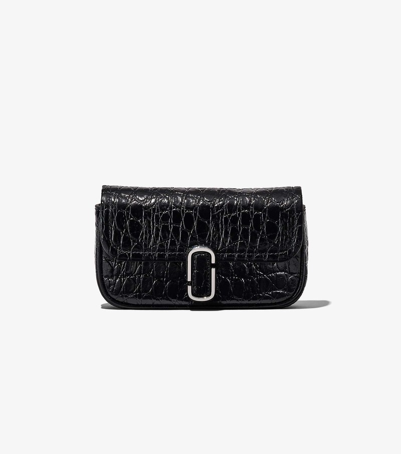 Torba Crossbody Damskie Marc Jacobs Croc-Embossed J Marc Mini Czarne | 35DSWNATK