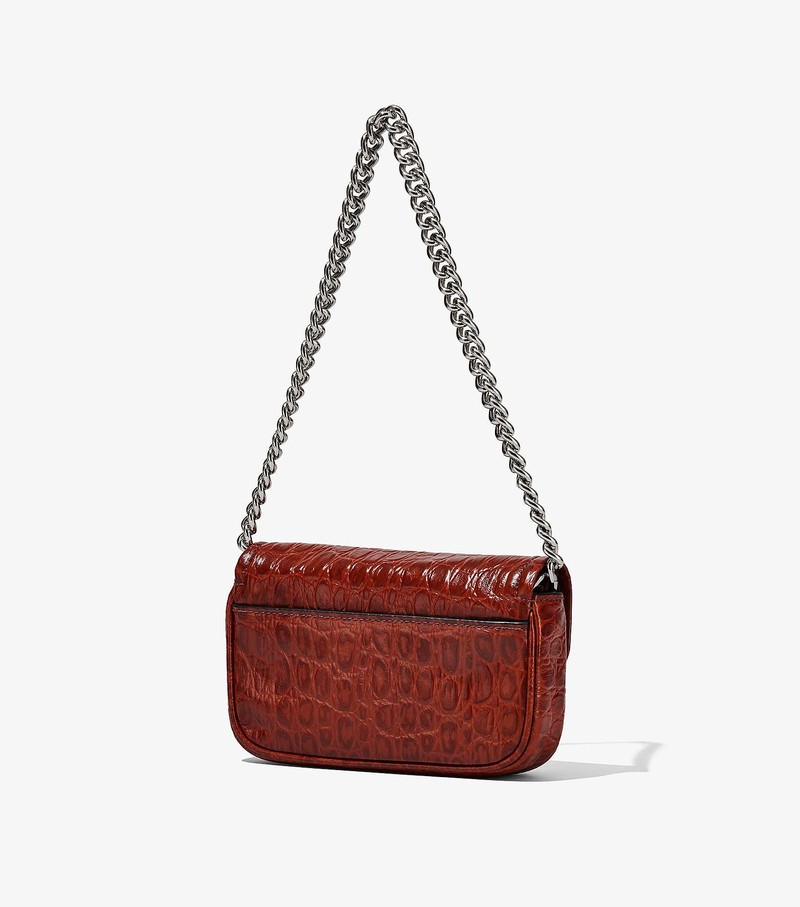 Torba Crossbody Damskie Marc Jacobs Croc-Embossed J Marc Mini Czerwone | 46YXFONKH