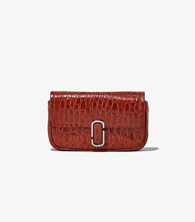 Torba Crossbody Damskie Marc Jacobs Croc-Embossed J Marc Mini Czerwone | 46YXFONKH