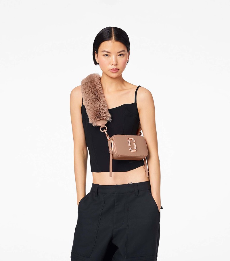 Torba Crossbody Damskie Marc Jacobs Faux Fur Snapshot Kawa | 21UFSLVOI