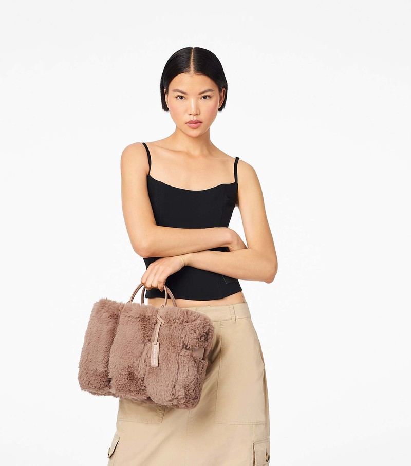 Torba Crossbody Damskie Marc Jacobs Faux Fur Mini Kawa | 94XBRSLVO