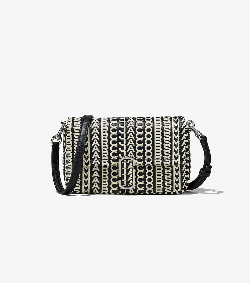 Torba Crossbody Damskie Marc Jacobs Monogram Skórzane J Marc Mini Czarne Białe | 85AHOWRCN