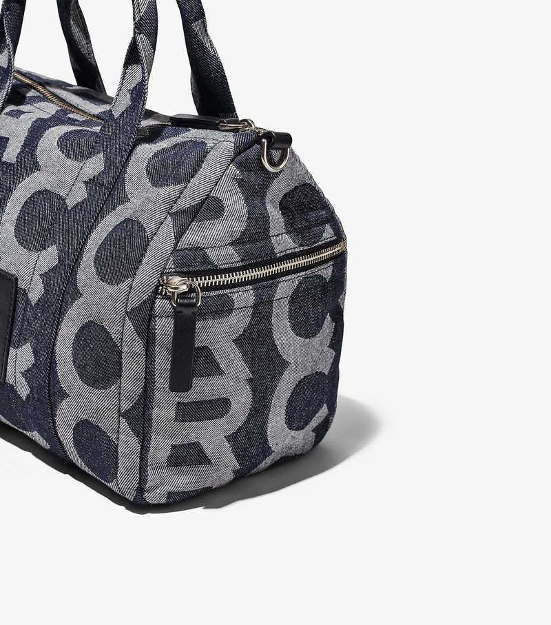 Torba Crossbody Damskie Marc Jacobs Monogram Denim Duffle Czarne Szare | 96EUQGAJX