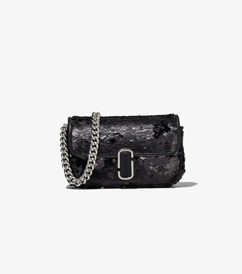 Torba Crossbody Damskie Marc Jacobs Sequin J Marc Mini Czarne | 31FVEJRYH