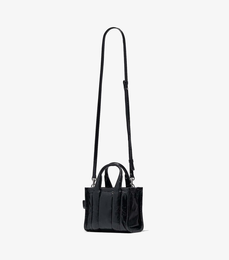 Torba Crossbody Damskie Marc Jacobs Shiny Crinkle Micro Czarne | 68VIOKBUL