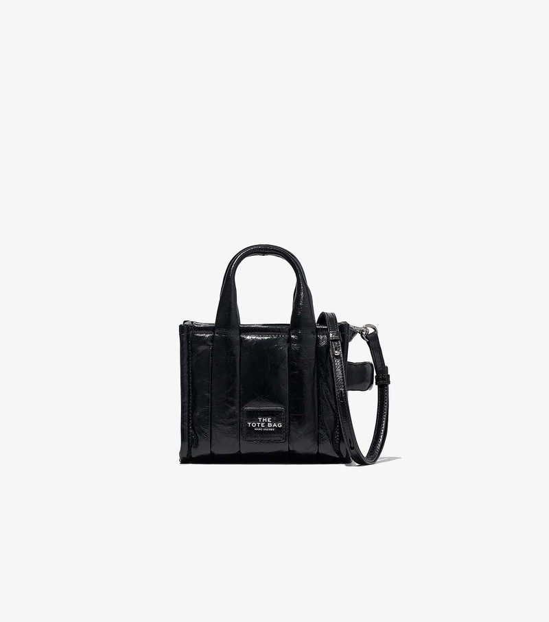 Torba Crossbody Damskie Marc Jacobs Shiny Crinkle Micro Czarne | 68VIOKBUL