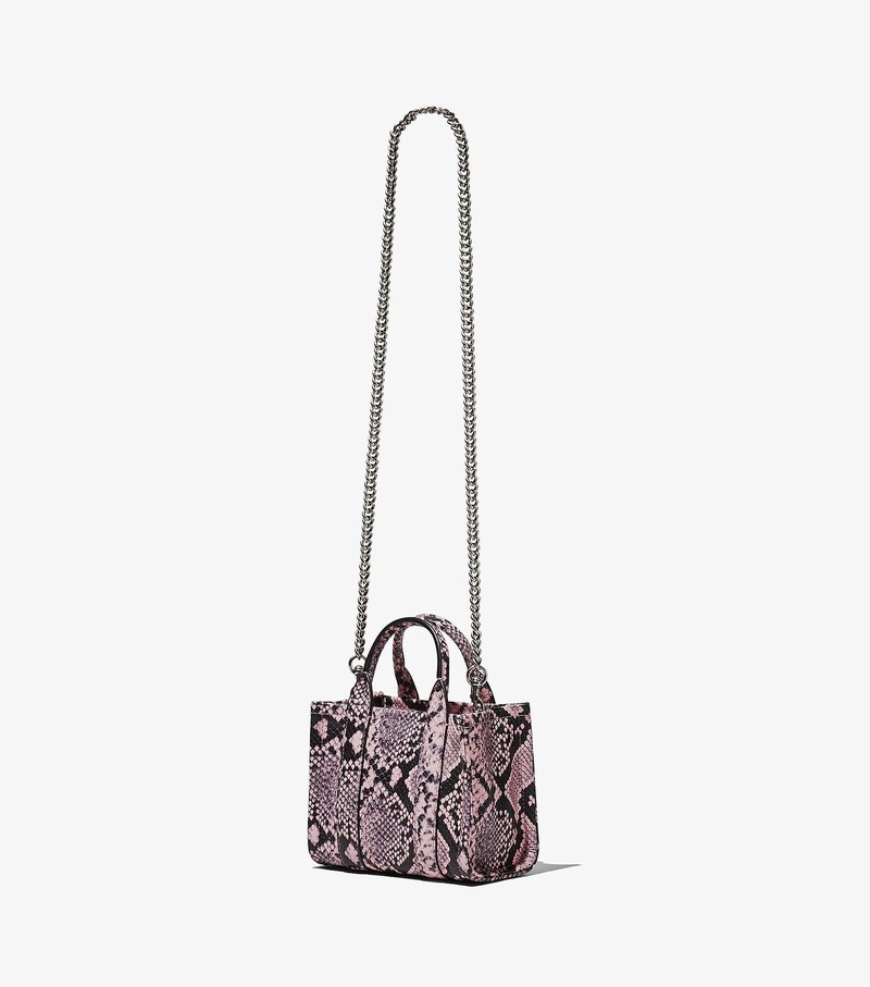 Torba Crossbody Damskie Marc Jacobs Snake-Embossed Micro Różowe Czarne | 08TPJGCSR