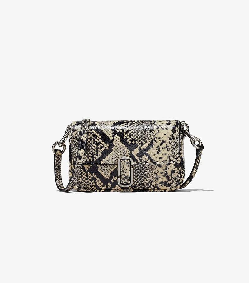 Torba Crossbody Damskie Marc Jacobs Snake-Embossed J Marc Mini Czarne | 72DQZROAL