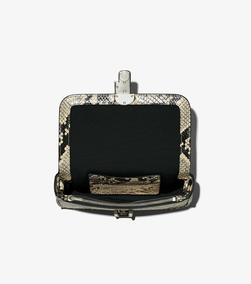 Torba Crossbody Damskie Marc Jacobs Snake-Embossed J Marc Mini Czarne | 72DQZROAL