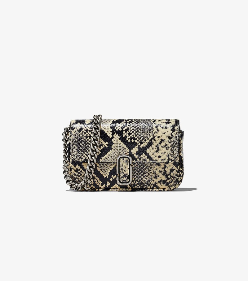 Torba Crossbody Damskie Marc Jacobs Snake-Embossed J Marc Mini Czarne | 72DQZROAL