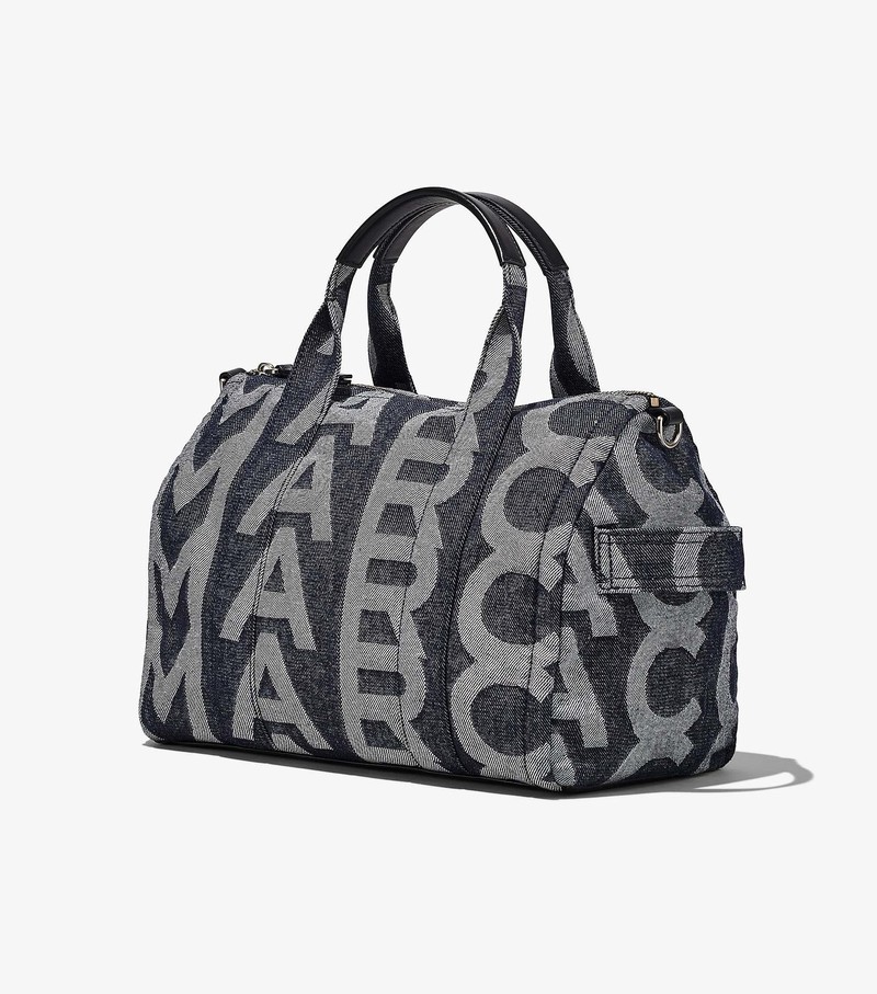 Torba Satchel Damskie Marc Jacobs Monogram Denim Duffle Czarne Szare | 67VDEMYAS