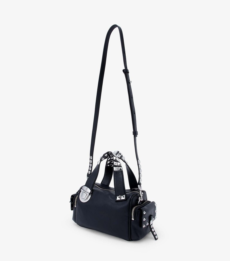 Torba Satchel Damskie Marc Jacobs Studded Pushlock Mini Czarne | 03LMQTRYS