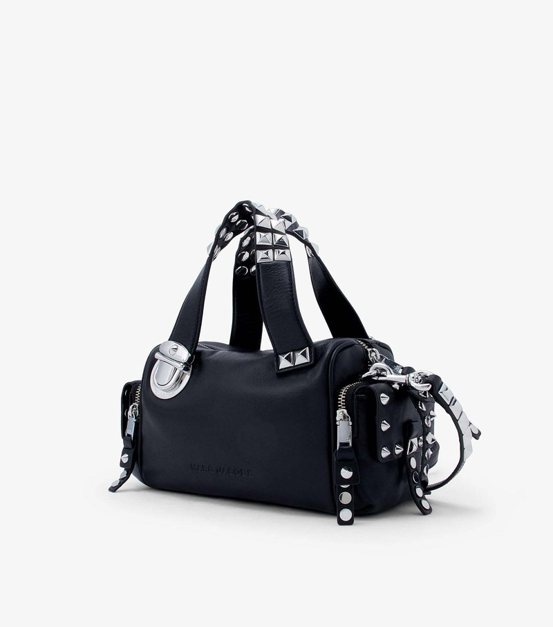 Torba Satchel Damskie Marc Jacobs Studded Pushlock Mini Czarne | 03LMQTRYS