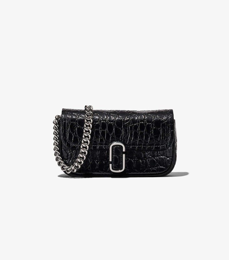 Torby Przez Ramię Damskie Marc Jacobs Croc-Embossed J Marc Mini Czarne | 08SAMDLZV