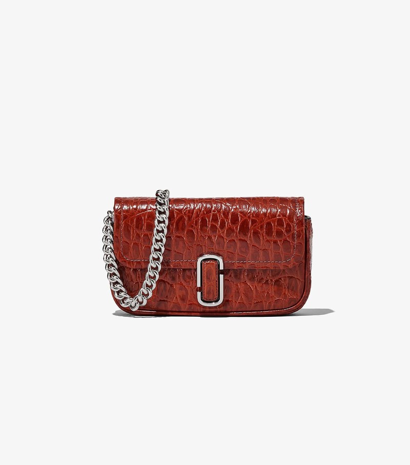 Torby Przez Ramię Damskie Marc Jacobs Croc-Embossed J Marc Mini Czerwone | 61BKRFUIZ