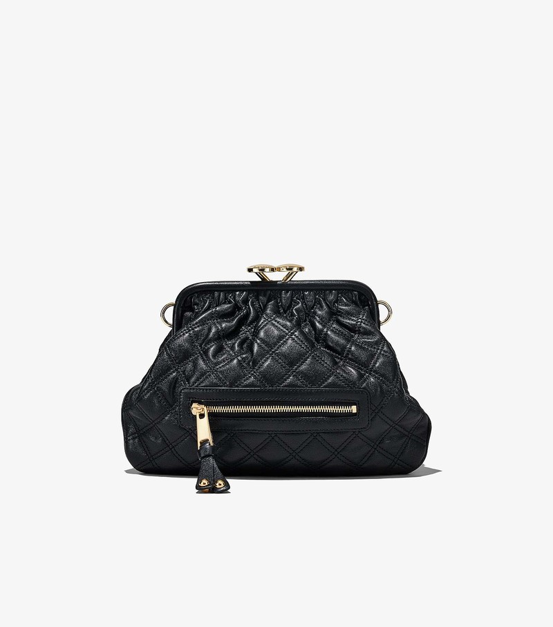 Torby Przez Ramię Damskie Marc Jacobs Re-Edition Pikowana Skórzane Little Stam Czarne | 51RSTBZFL