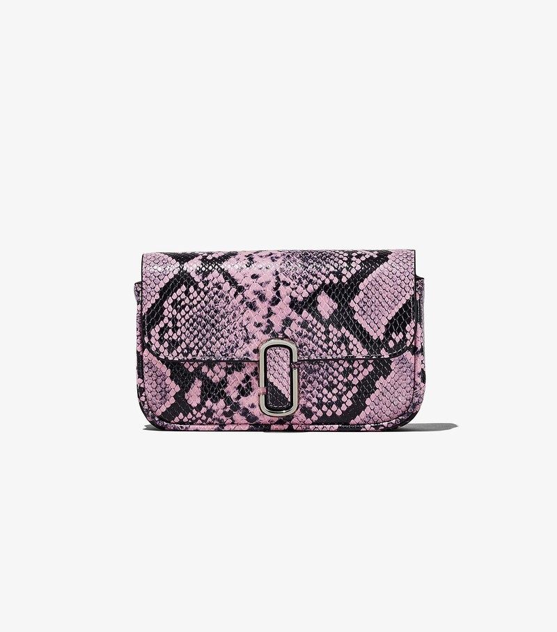 Torby Przez Ramię Damskie Marc Jacobs Snake-Embossed J Marc Mini Fioletowe Czarne | 64VZILSBR