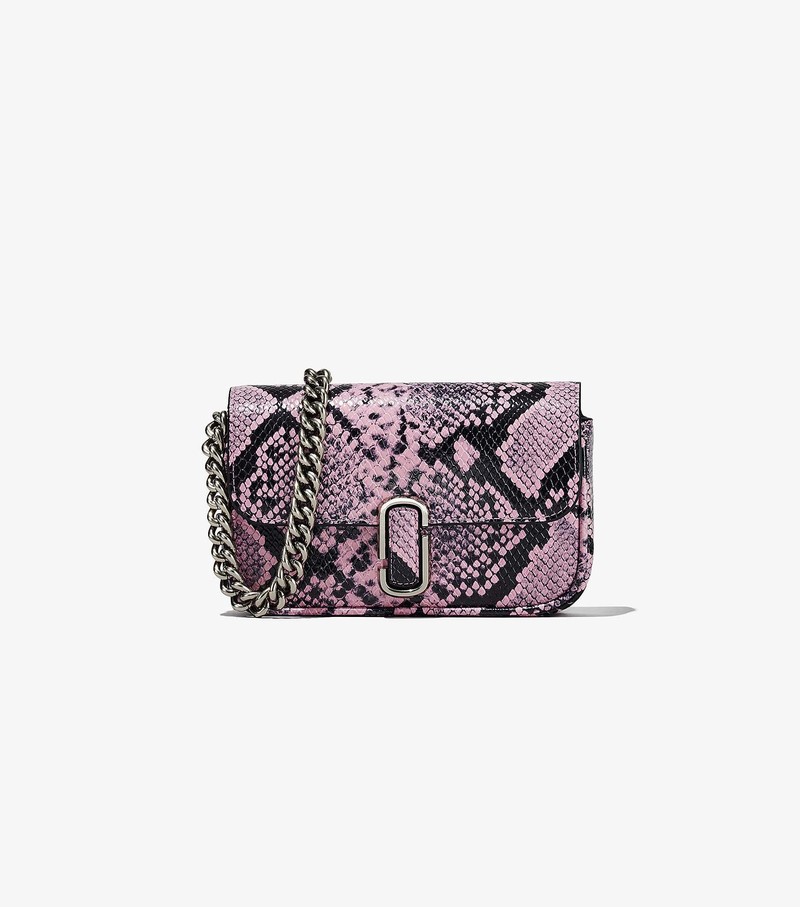 Torby Przez Ramię Damskie Marc Jacobs Snake-Embossed J Marc Mini Fioletowe Czarne | 64VZILSBR