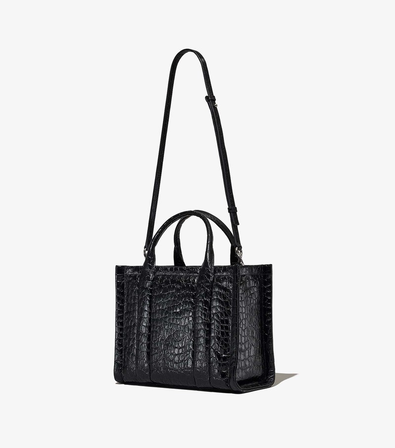 Torby Tote Damskie Marc Jacobs Croc-Embossed Medium Czarne | 04MITOERQ