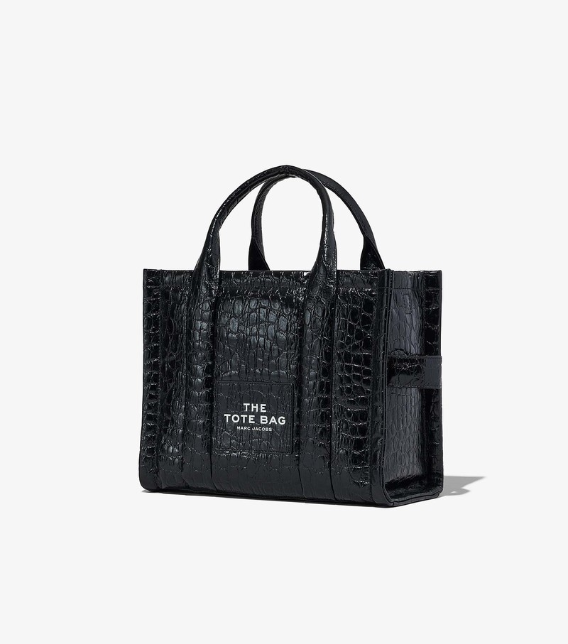 Torby Tote Damskie Marc Jacobs Croc-Embossed Medium Czarne | 04MITOERQ