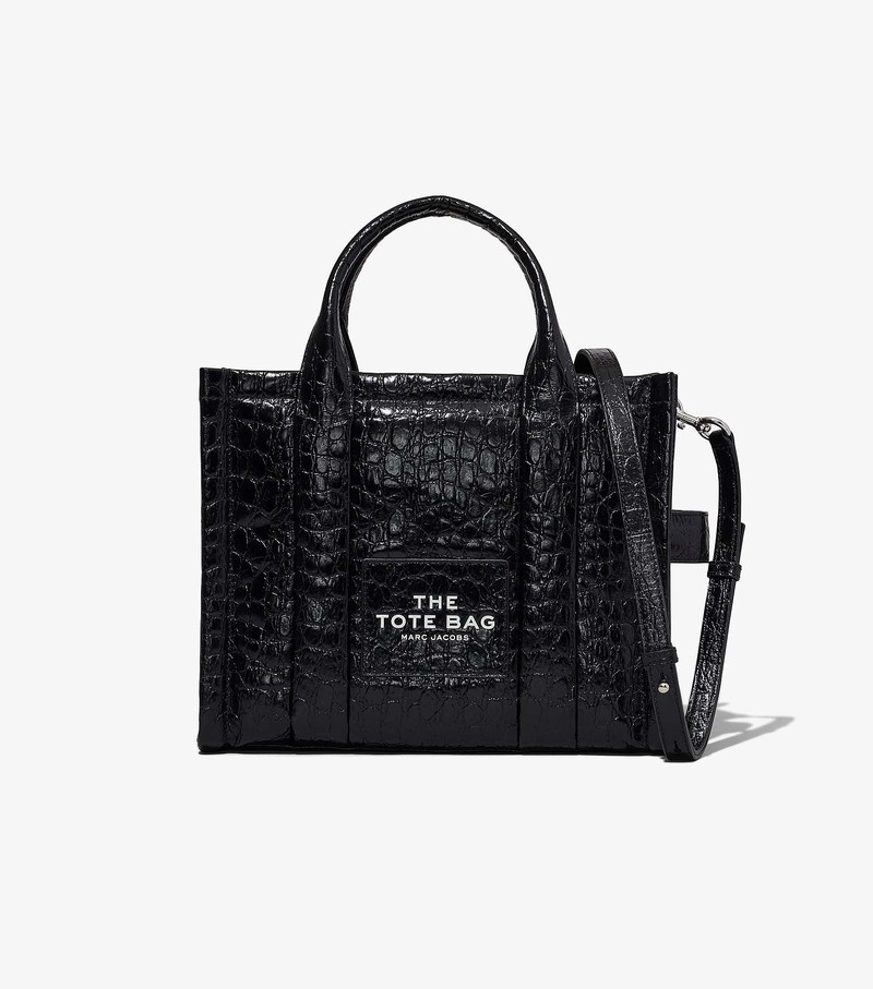 Torby Tote Damskie Marc Jacobs Croc-Embossed Medium Czarne | 04MITOERQ