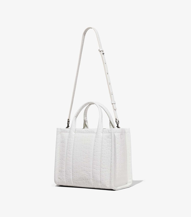 Torby Tote Damskie Marc Jacobs Croc-Embossed Medium Białe | 34AZFSWLI