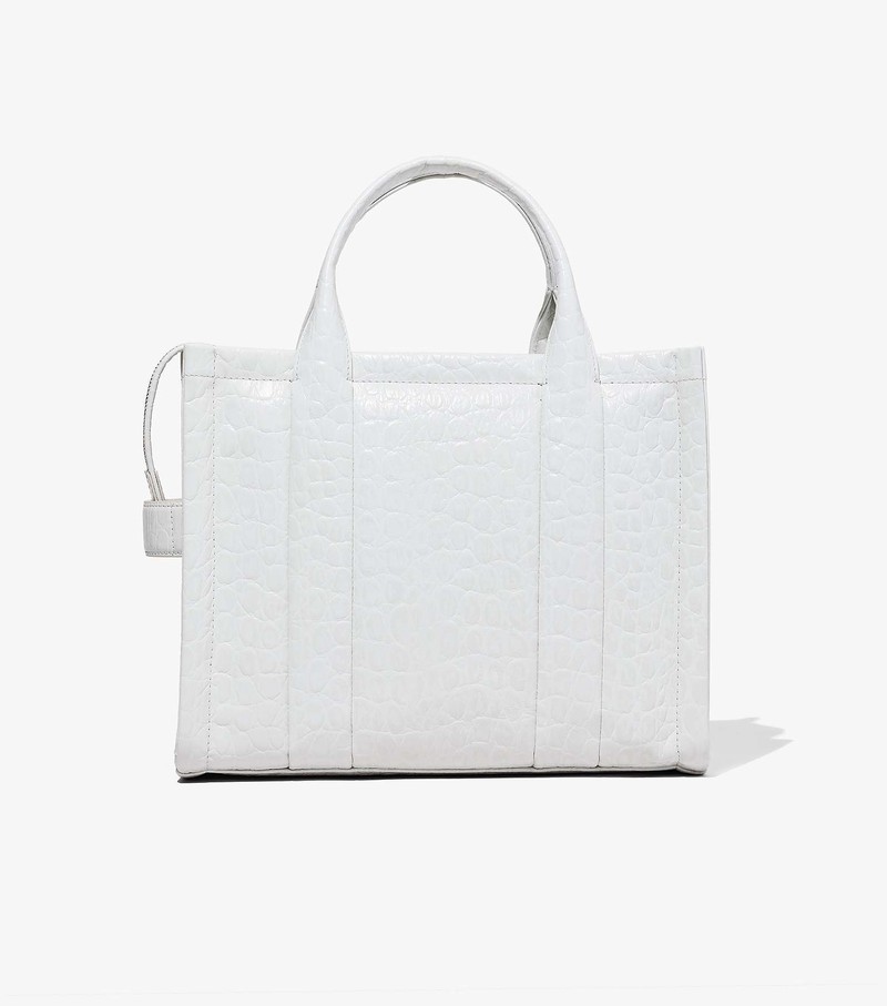 Torby Tote Damskie Marc Jacobs Croc-Embossed Medium Białe | 34AZFSWLI