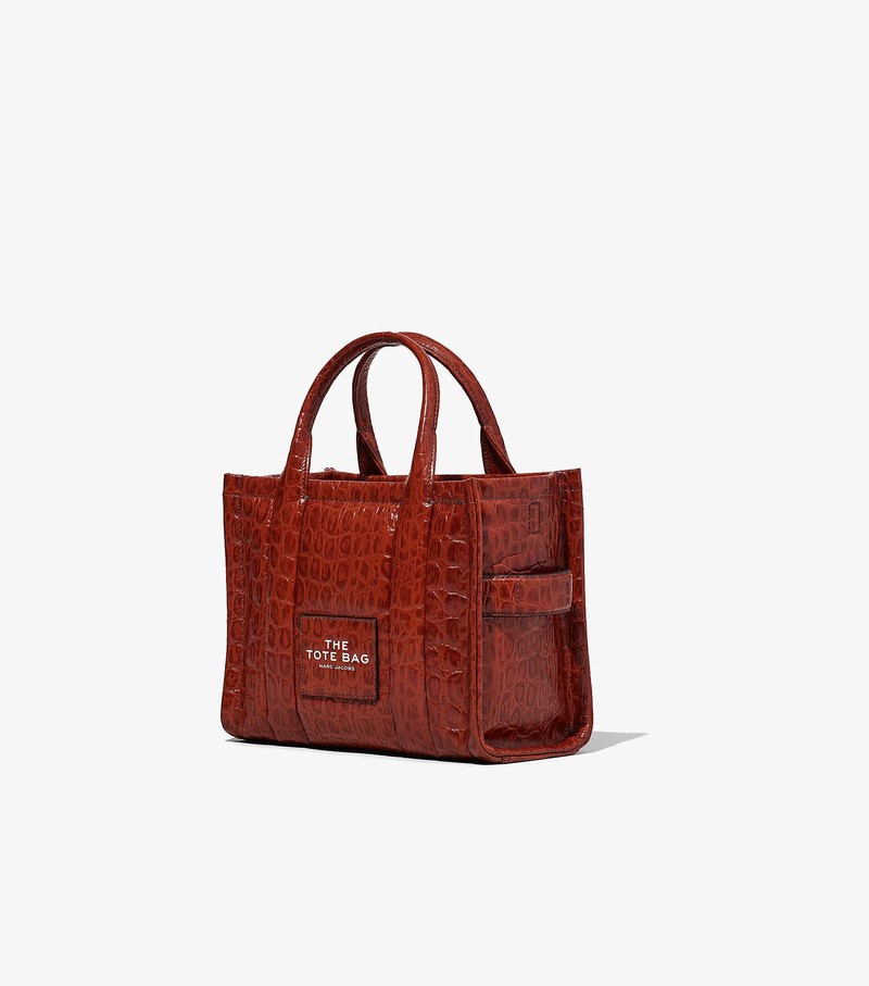 Torby Tote Damskie Marc Jacobs Croc-Embossed Mini Czerwone | 75QWPNCSA