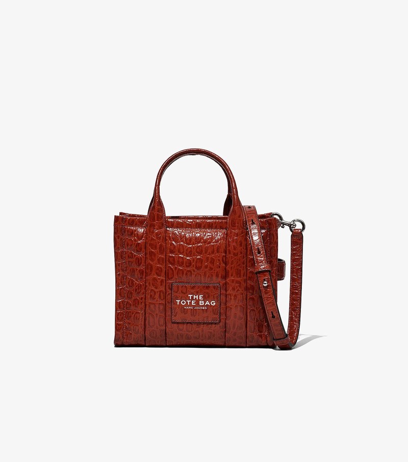 Torby Tote Damskie Marc Jacobs Croc-Embossed Mini Czerwone | 75QWPNCSA