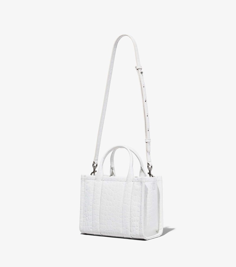 Torby Tote Damskie Marc Jacobs Croc-Embossed Mini Białe | 80RTQPWIA