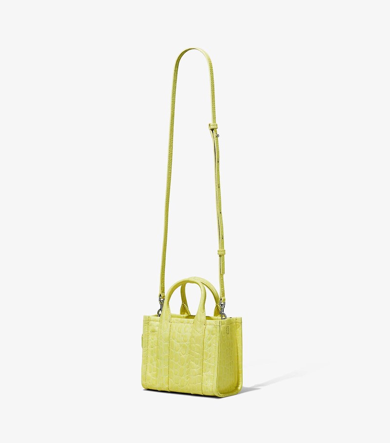 Torby Tote Damskie Marc Jacobs Croc-Embossed Micro Żółte | 89JDPCIUK