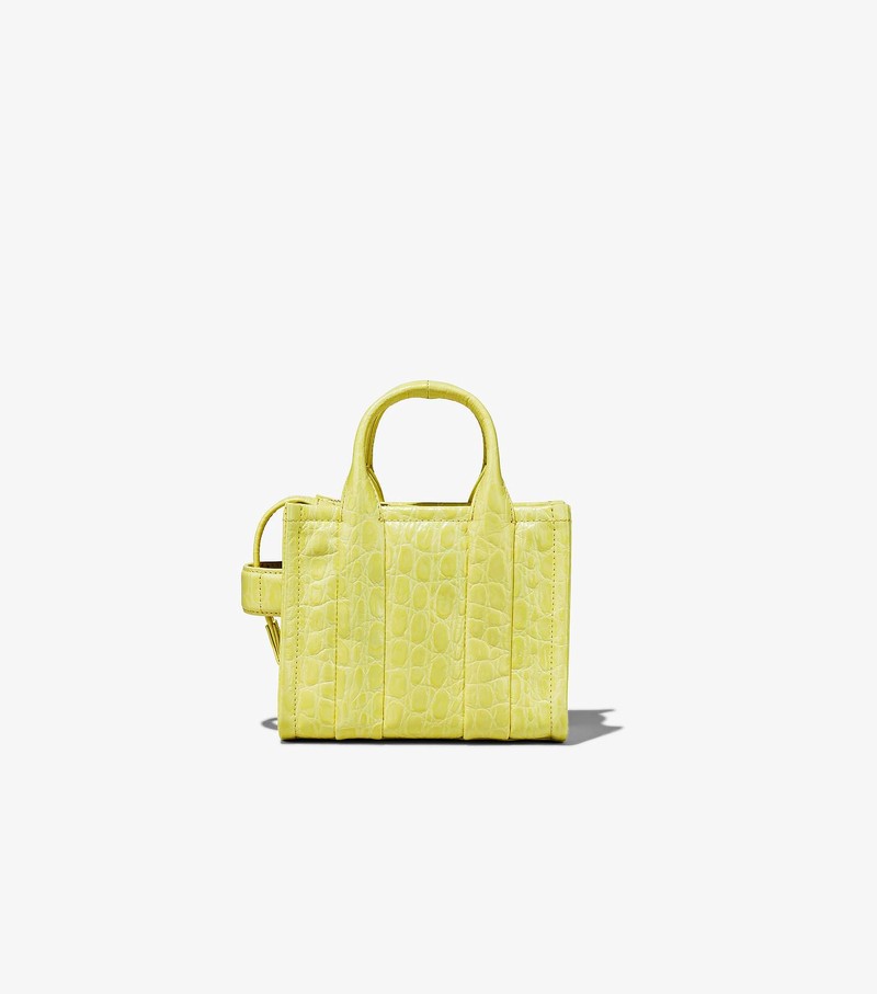 Torby Tote Damskie Marc Jacobs Croc-Embossed Micro Żółte | 89JDPCIUK