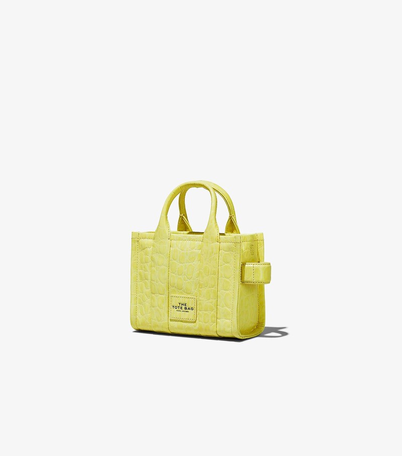 Torby Tote Damskie Marc Jacobs Croc-Embossed Micro Żółte | 89JDPCIUK