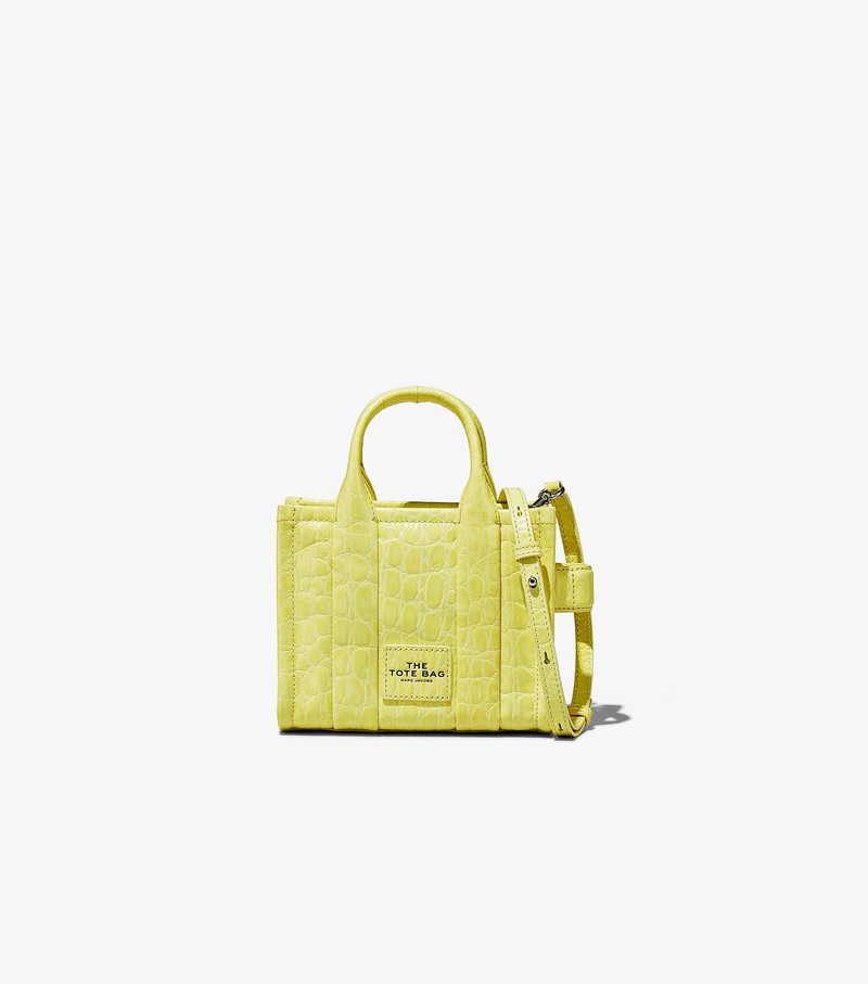 Torby Tote Damskie Marc Jacobs Croc-Embossed Micro Żółte | 89JDPCIUK