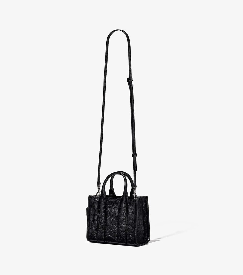 Torby Tote Damskie Marc Jacobs Croc-Embossed Micro Czarne | 94SVEFULY