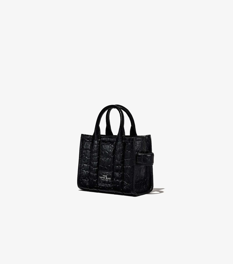 Torby Tote Damskie Marc Jacobs Croc-Embossed Micro Czarne | 94SVEFULY