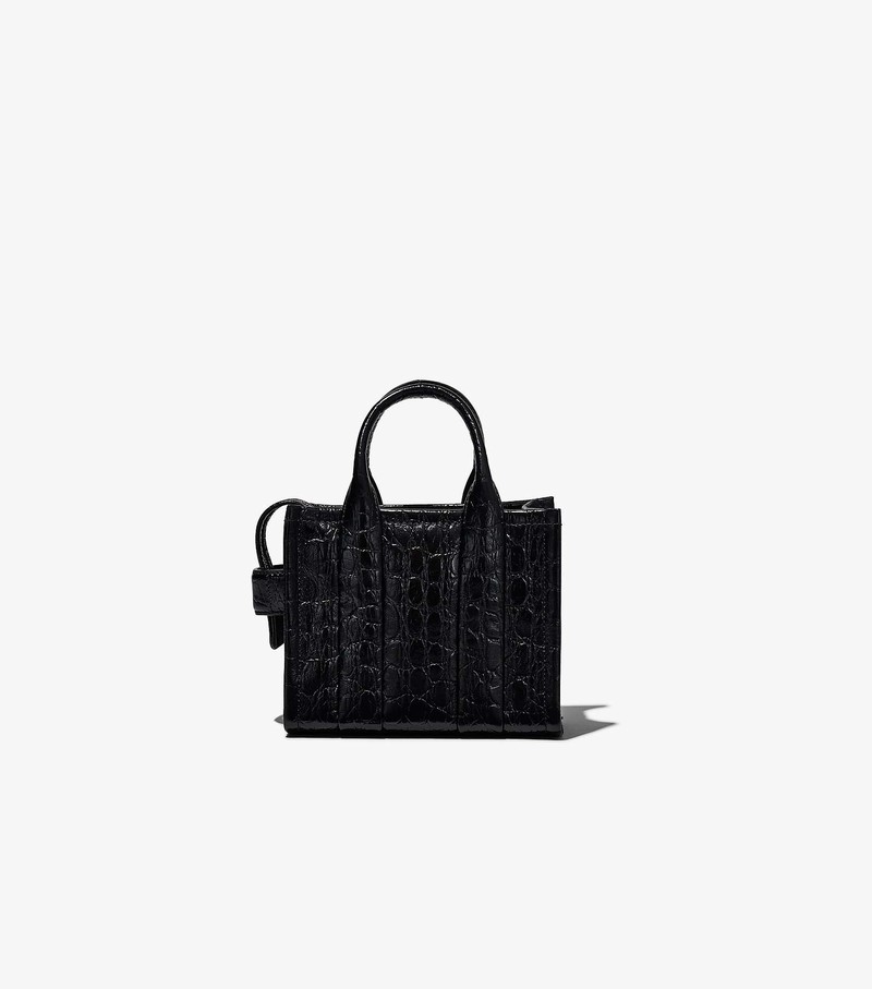 Torby Tote Damskie Marc Jacobs Croc-Embossed Micro Czarne | 94SVEFULY