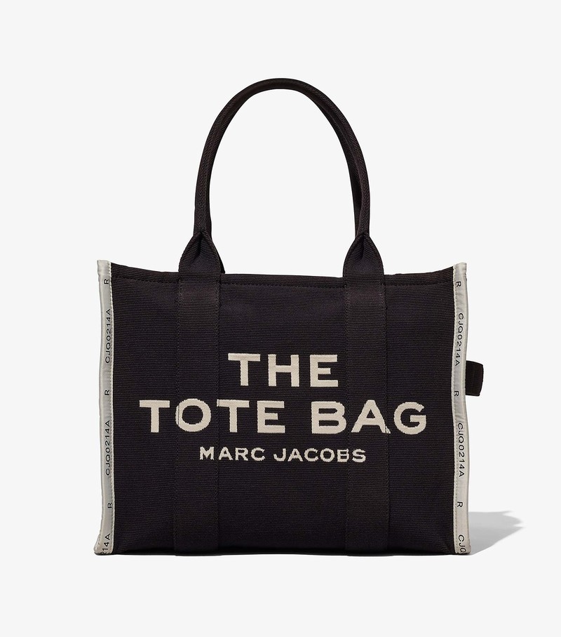 Torby Tote Damskie Marc Jacobs Jacquard Large Czarne | 25MRYKILW